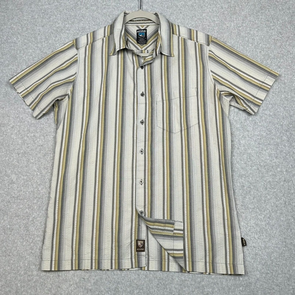 Kuhl Shirt Mens S Short Sleeve‎ Button Striped Outdoor Hiking Camp Fish Gorpcore